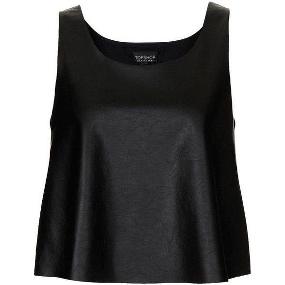 Topshop Tall Black Faux Leather Tank sz 8 - Picture 1 of 3